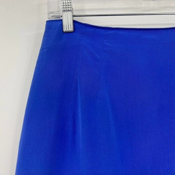 August Silk Womens 10 100% Silk Blue Skirt Zip Woven Career Workwear - Picture 2 of 7